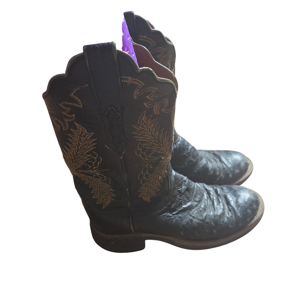 Lucchese 2000 Womens Full Quill Ostrich Leather Boots 8.5B T4123HD Festival Boho